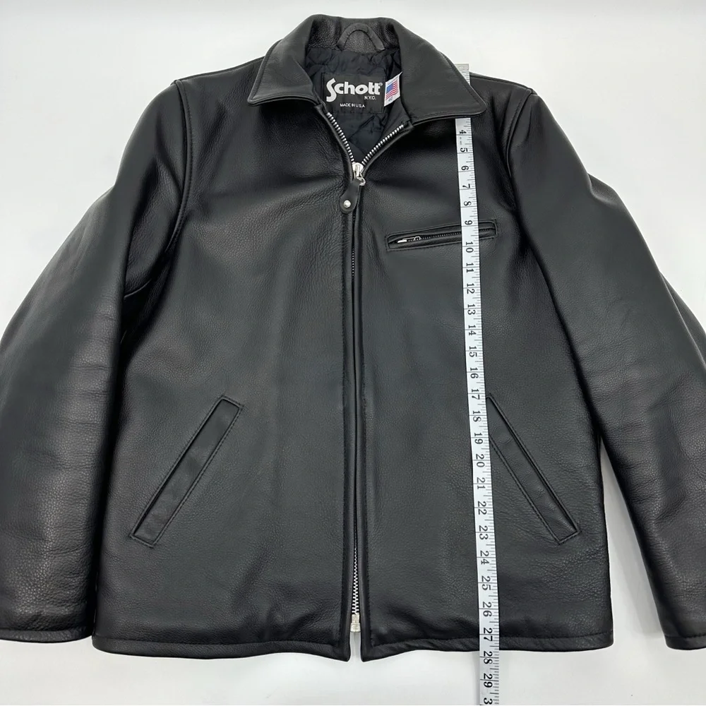 Schott NYC Black Leather Jacket Size 40/Medium - Made in USA - Picture 11 of 15